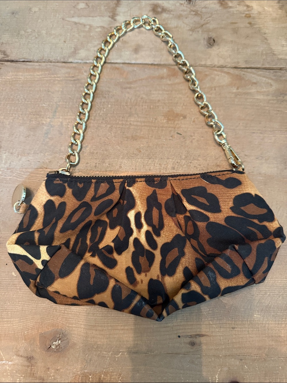 Leopard Print Chain-Handle Women's Wristlet - Brown Leopard